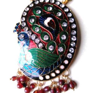 Jaipuri meenakari necklace set for women with peacock pattern