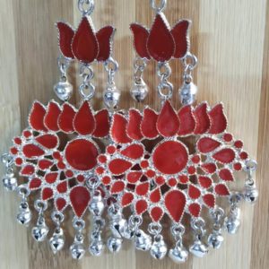 Buy Splendid Lotus Red Colour Earrings