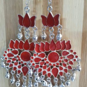 Buy Splendid Lotus Red Colour Earrings